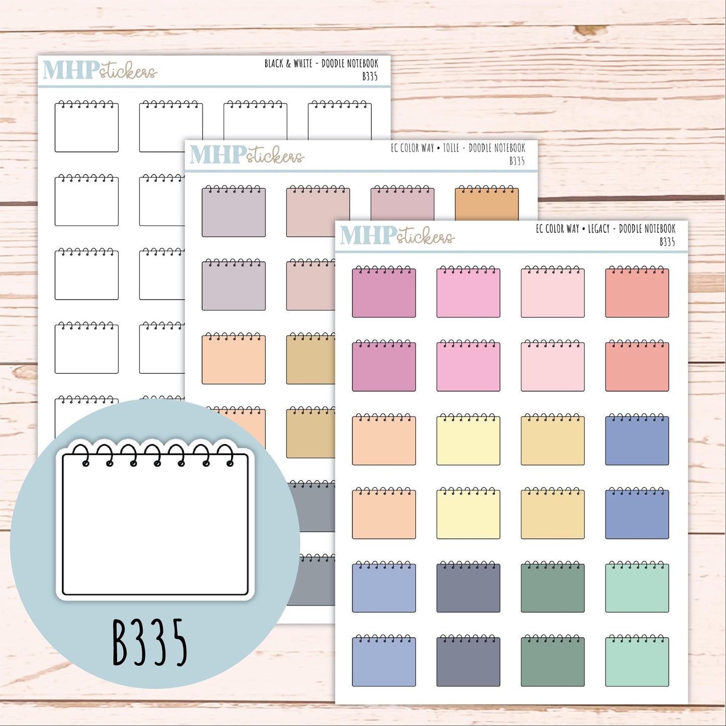 Notebook Doodle Planner Stickers. EC Color Way || B335
