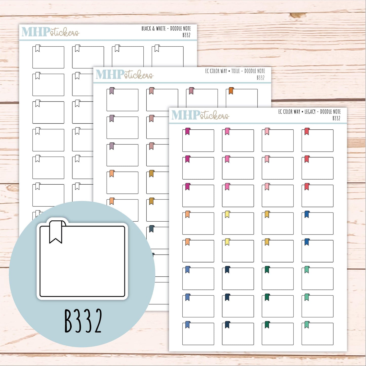 Note Doodle Planner Stickers. EC Color Way || B332