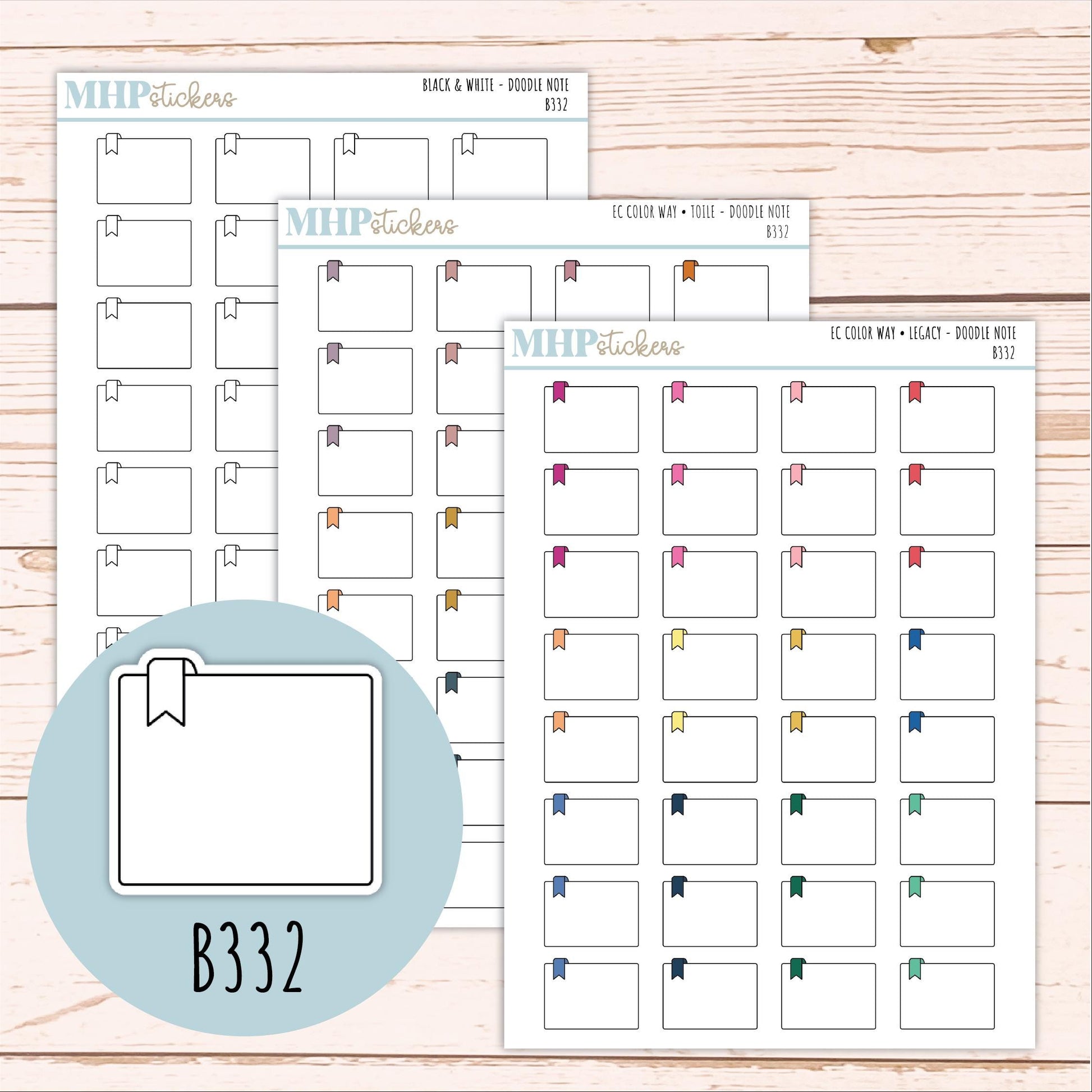 Note Doodle Planner Stickers. EC Color Way || B332