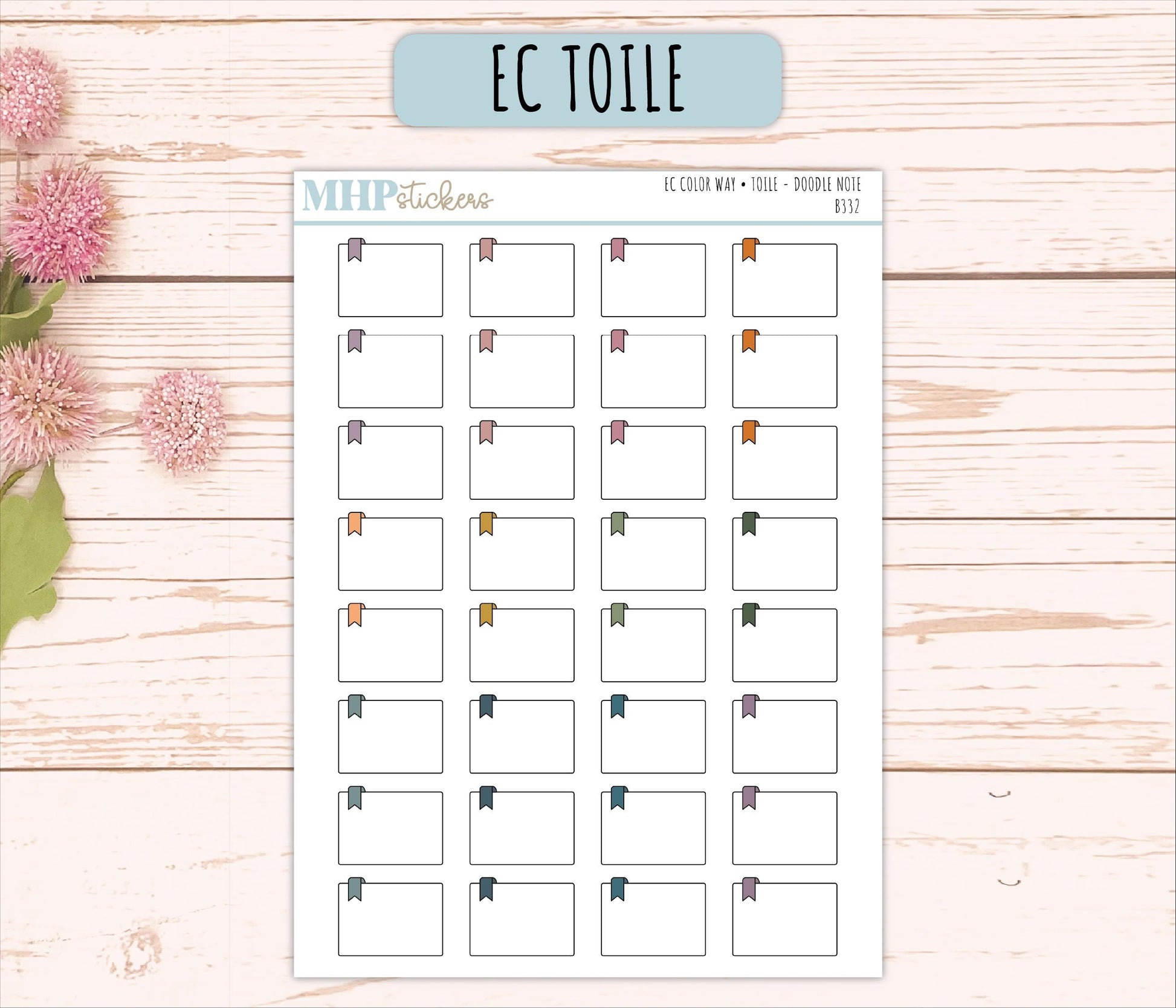 Note Doodle Planner Stickers. EC Color Way || B332