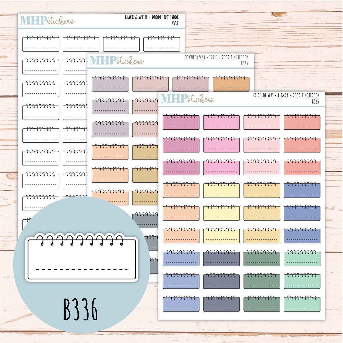 Notebook Doodle Planner Stickers. EC Color Way || B336