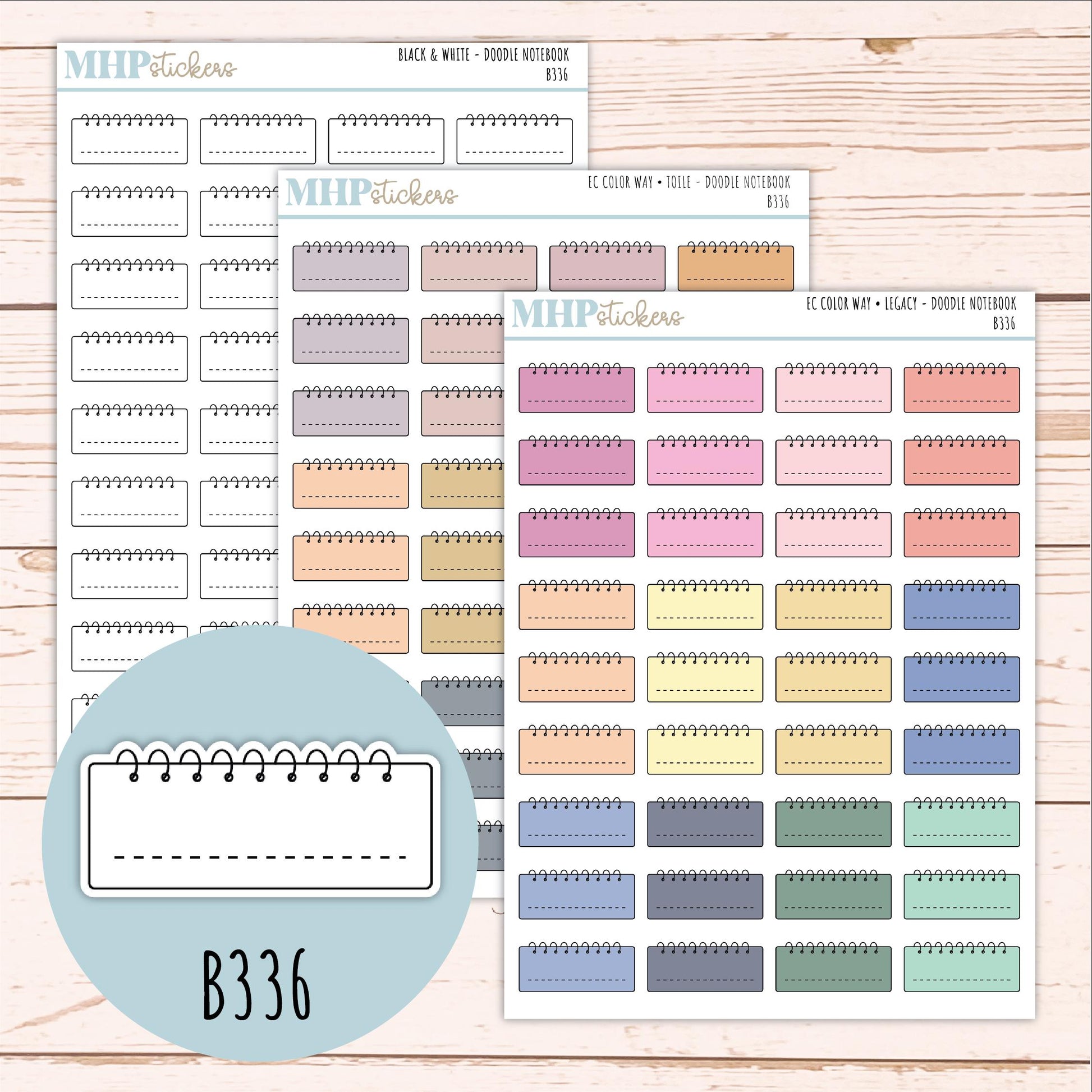 Notebook Doodle Planner Stickers. EC Color Way || B336