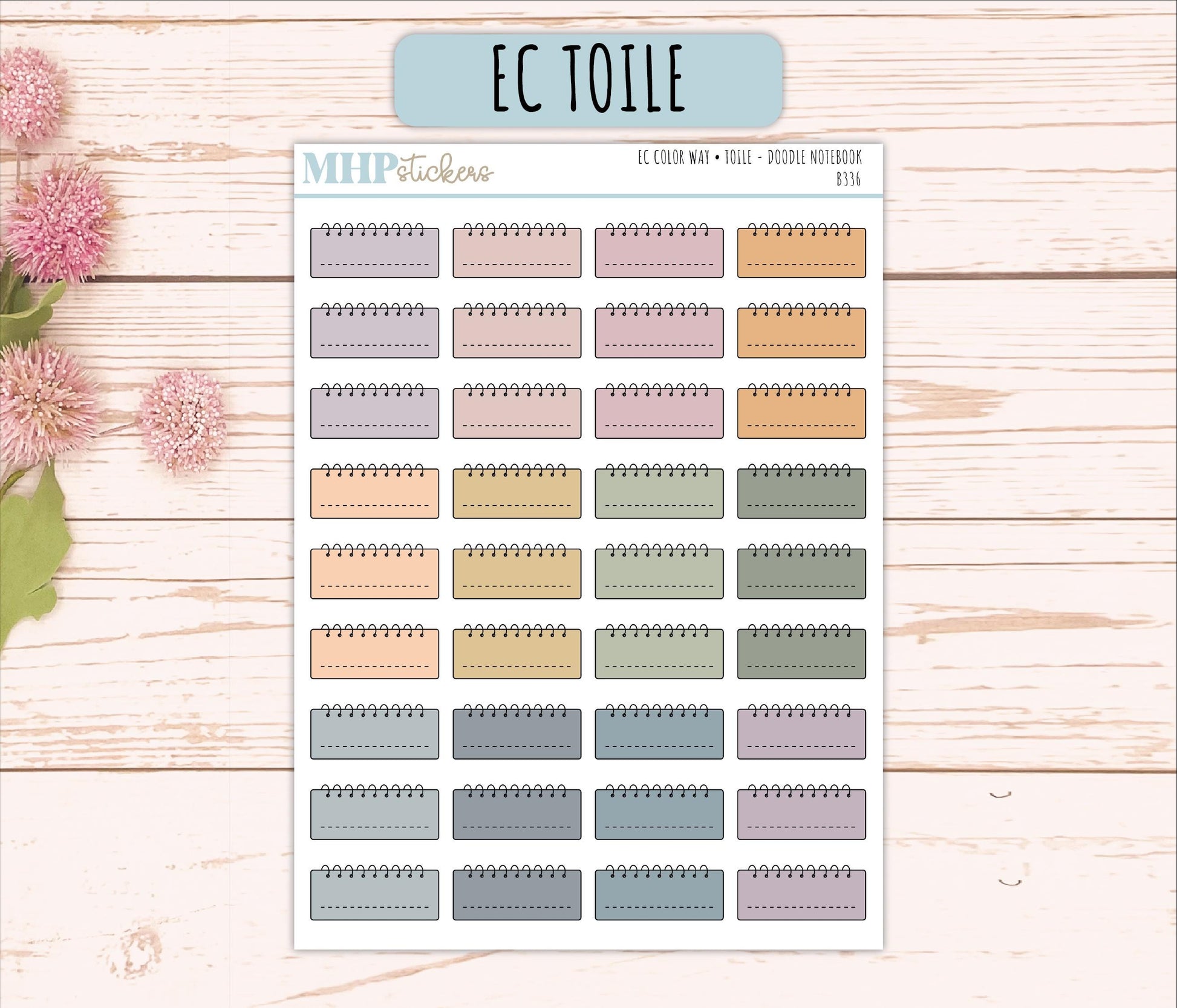 Notebook Doodle Planner Stickers. EC Color Way || B336