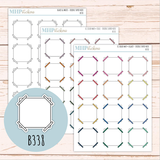 Taped Note Doodle Planner Stickers. EC Color Way || B338