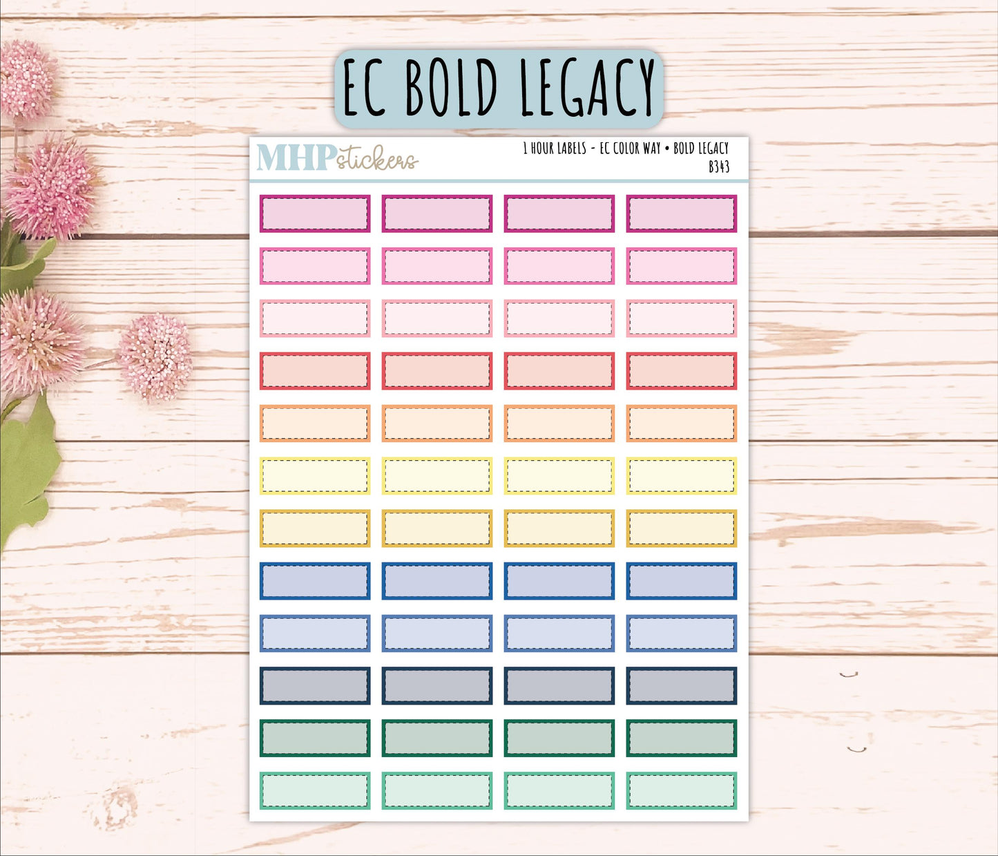 1 Hour Labels for EC Planners. EC Color Way || B343