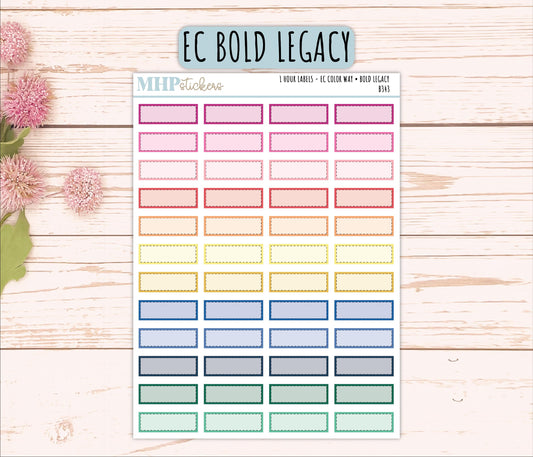 1 Hour Labels for EC Planners. EC Color Way || B343