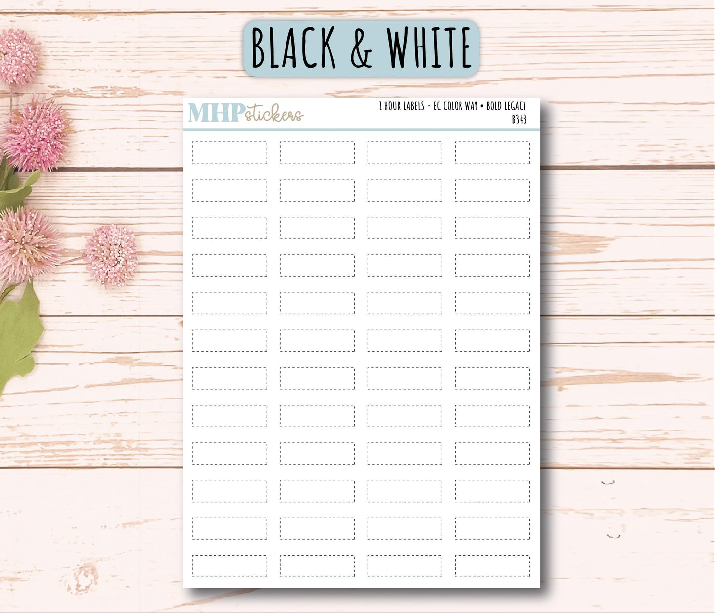 1 Hour Labels for EC Planners. EC Color Way || B343