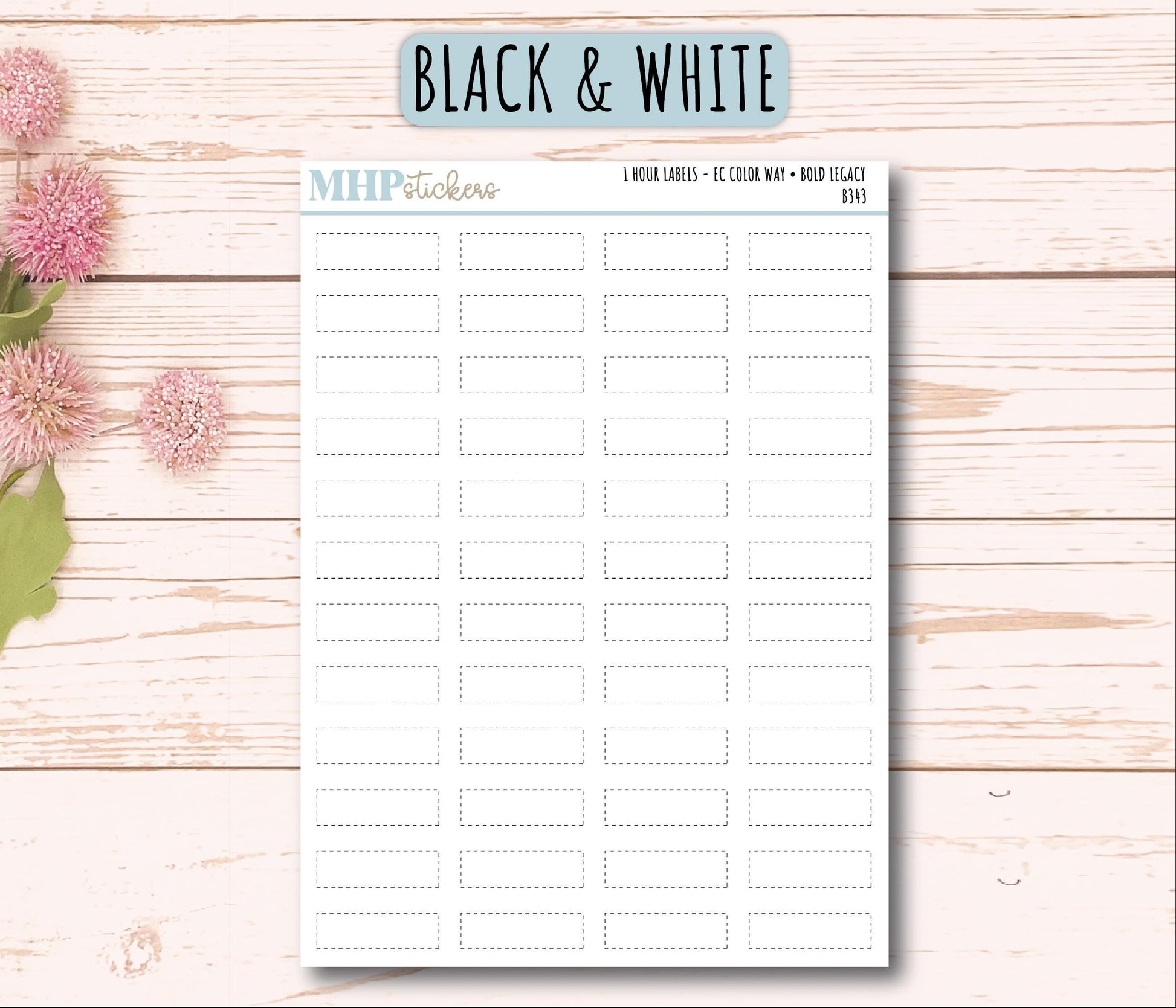 1 Hour Labels for EC Planners. EC Color Way || B343