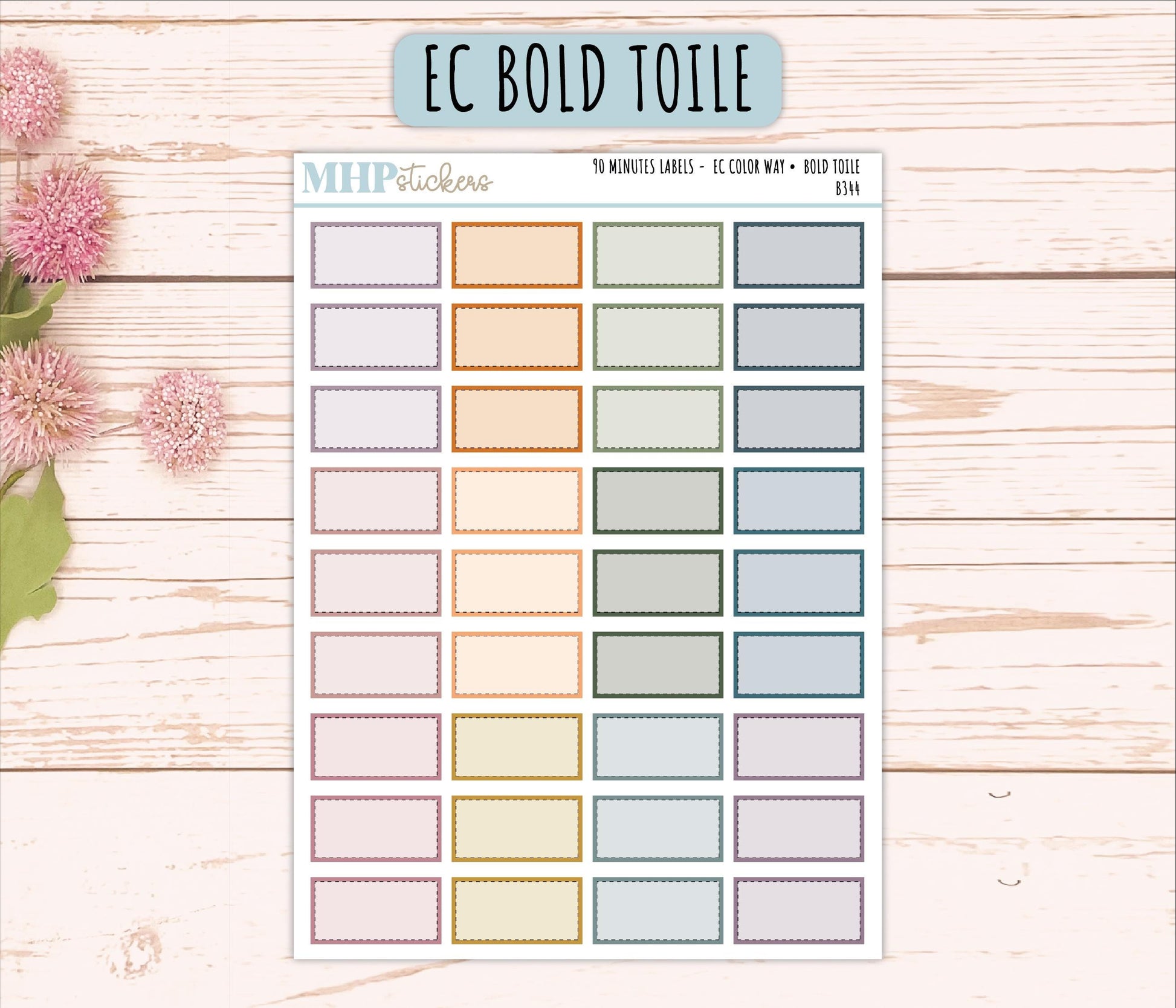 90 Minutes Labels for EC Planners. EC Color Way || B344