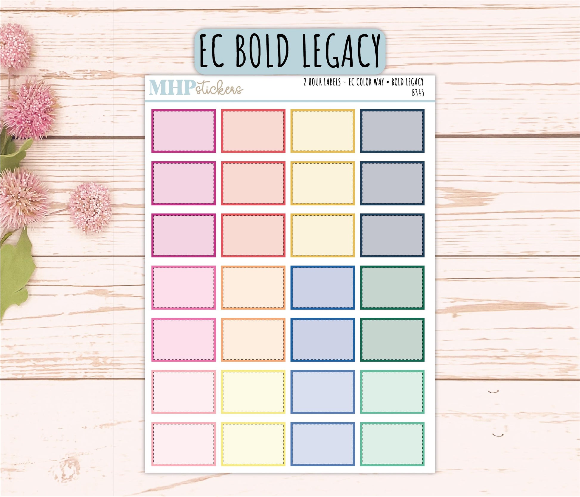 2 Hour Labels for EC Planners. EC Color Way || B345