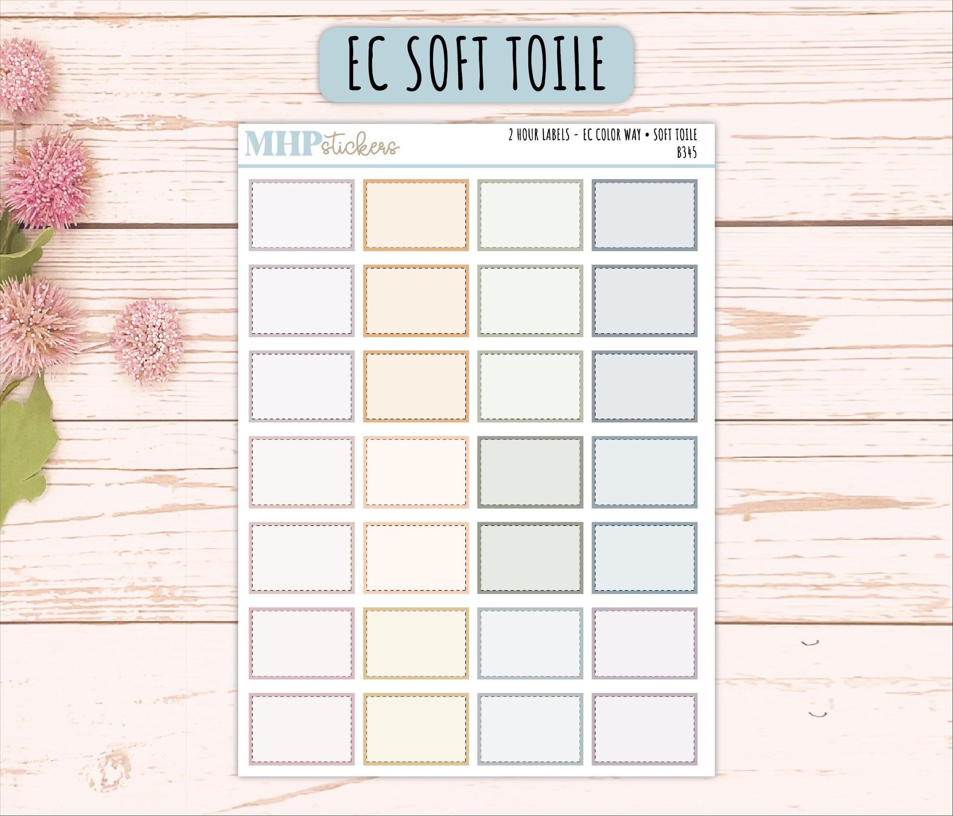 2 Hour Labels for EC Planners. EC Color Way || B345