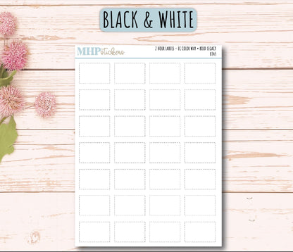 2 Hour Labels for EC Planners. EC Color Way || B345