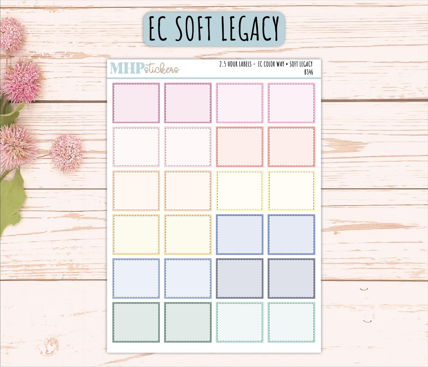 2.5-Hour Labels for EC Planners. EC Color Way || B346