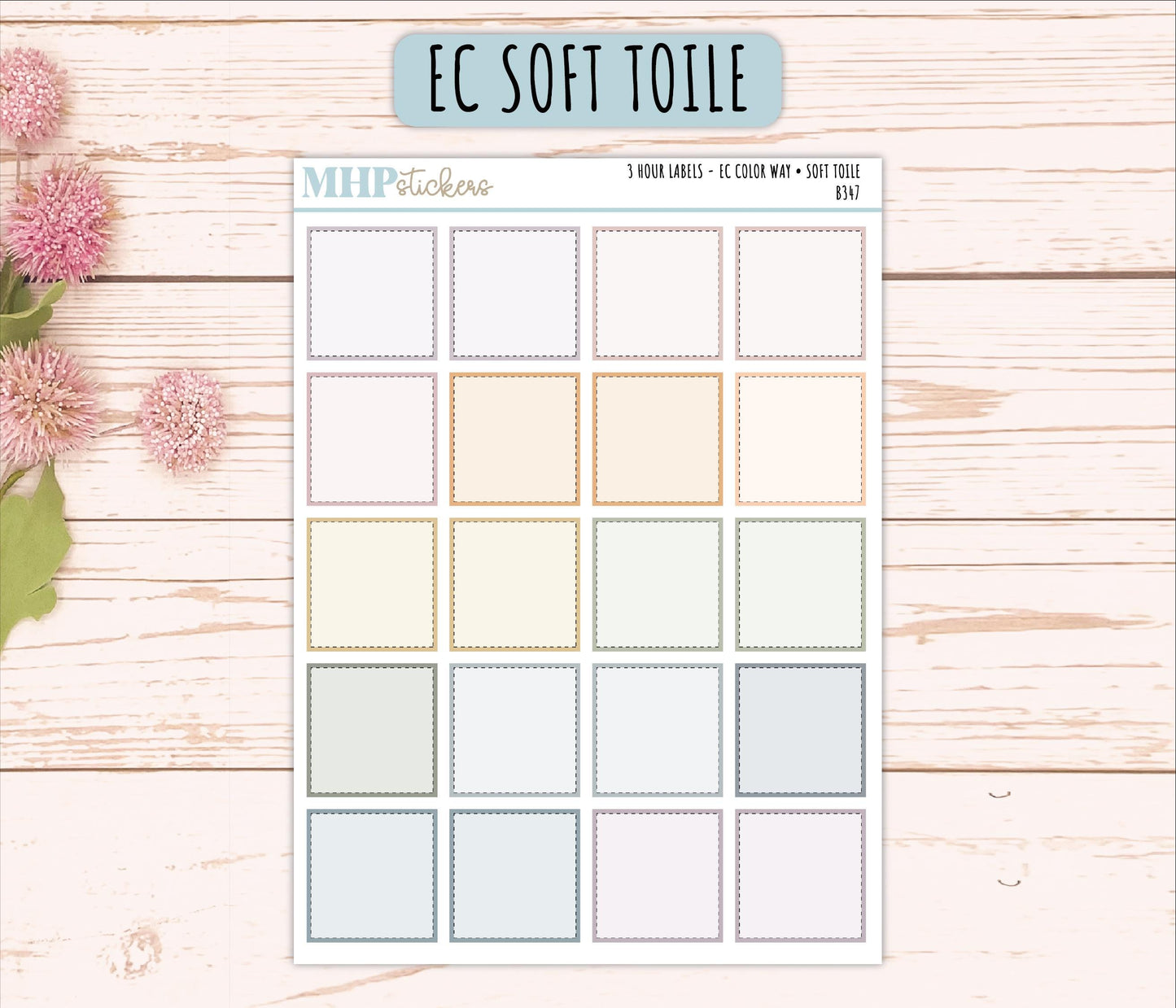 3 Hour Labels for EC Planners. EC Color Way || B347