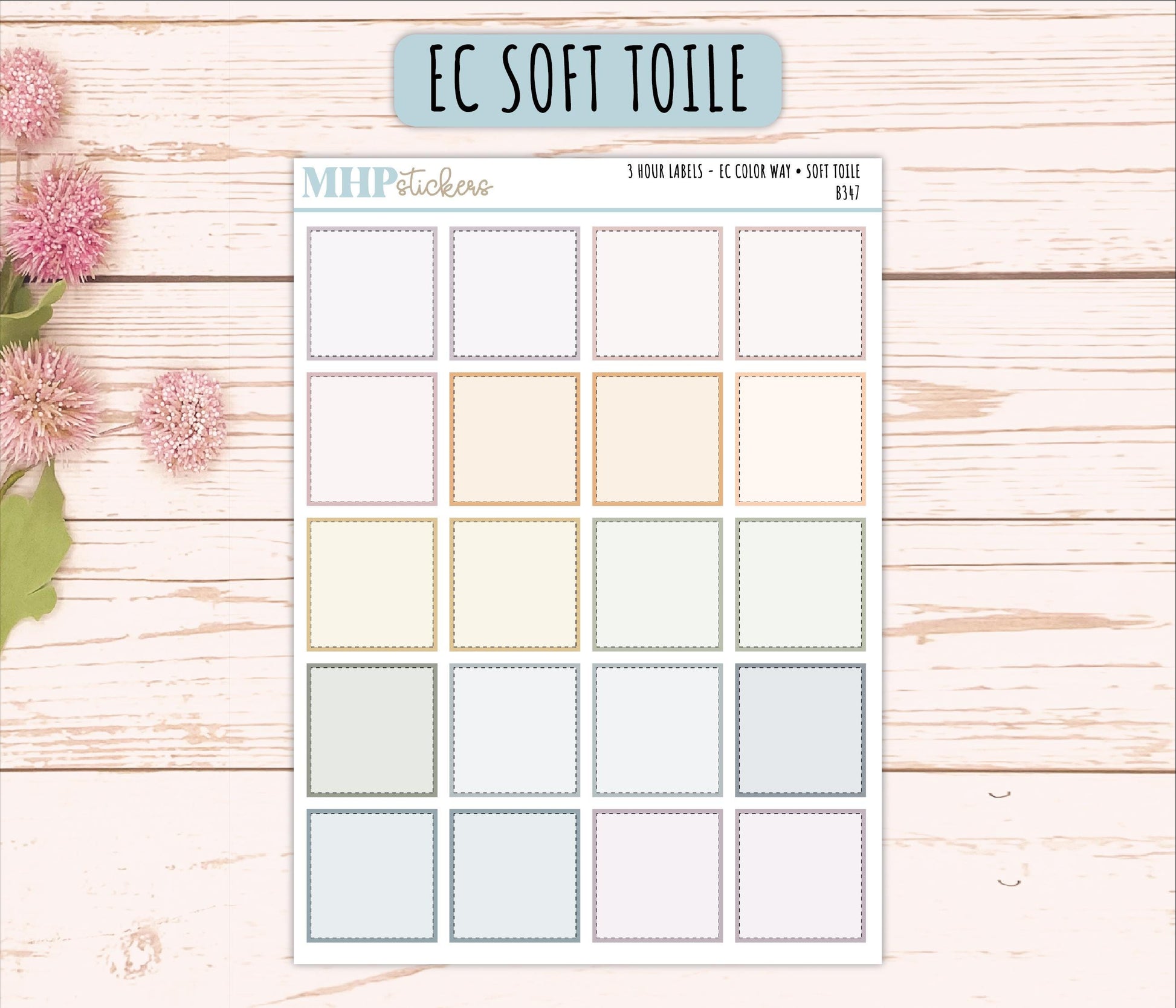 3 Hour Labels for EC Planners. EC Color Way || B347