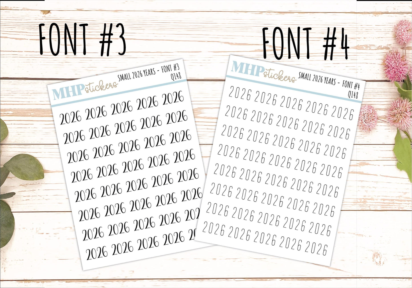 Mini 2026 Year Stickers for Bullet Journals and Planners || Q148