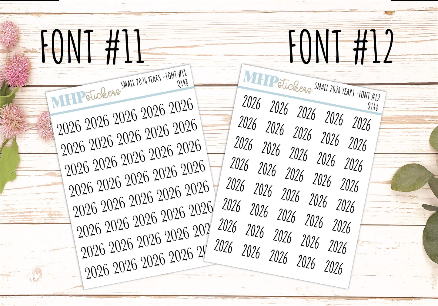 Mini 2026 Year Stickers for Bullet Journals and Planners || Q148