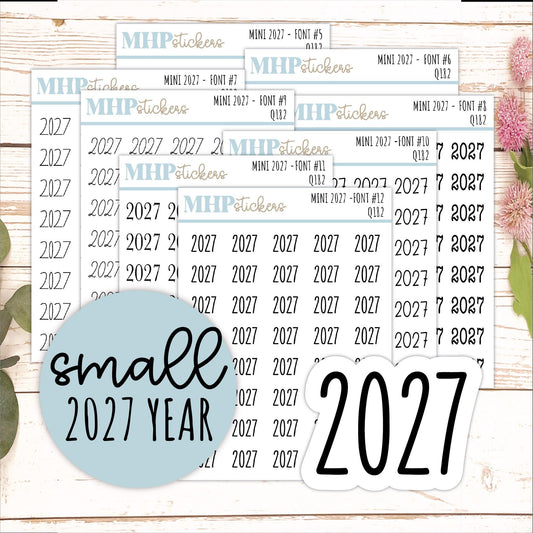 Small 2027 Year Stickers for Bullet Journals and Planners || Q182