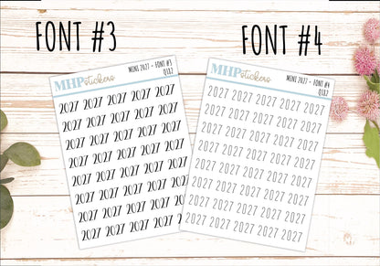 Small 2027 Year Stickers for Bullet Journals and Planners || Q182