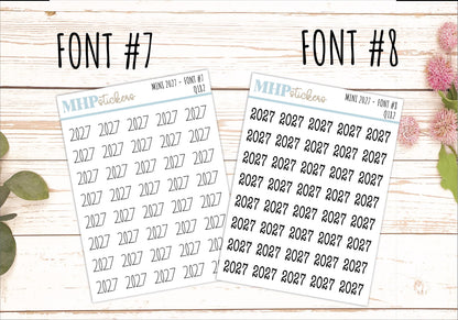 Small 2027 Year Stickers for Bullet Journals and Planners || Q182