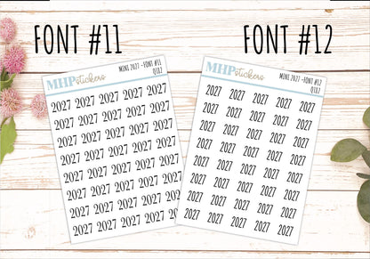 Small 2027 Year Stickers for Bullet Journals and Planners || Q182