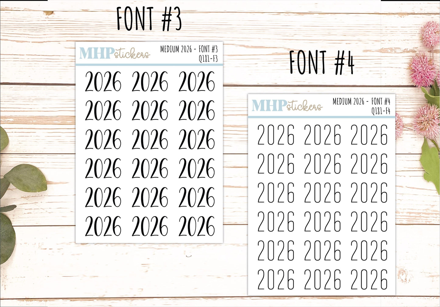 2026 Small Year Stickers for Planners || Q181