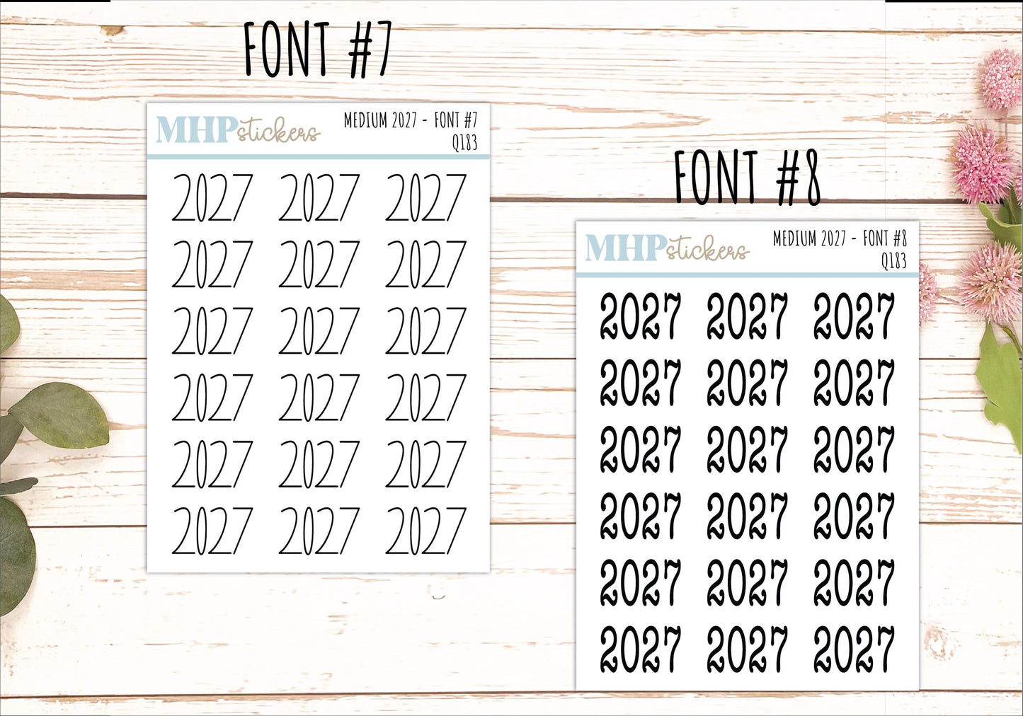 2027 Medium Year Stickers for Planners || Q183