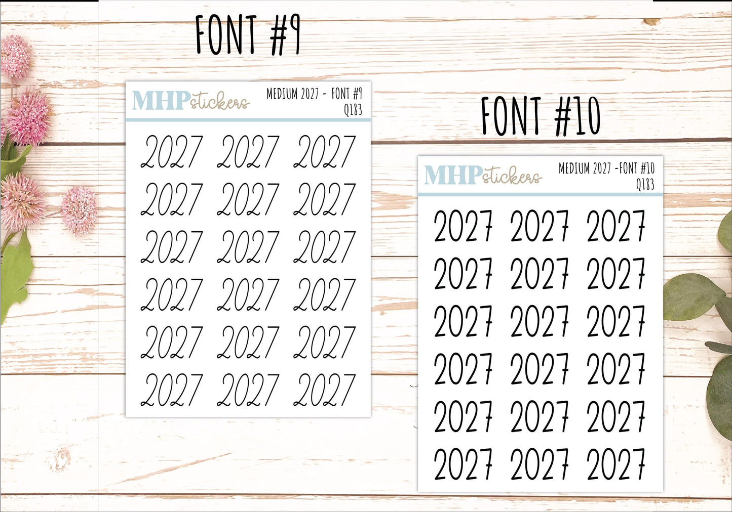 2027 Medium Year Stickers for Planners || Q183