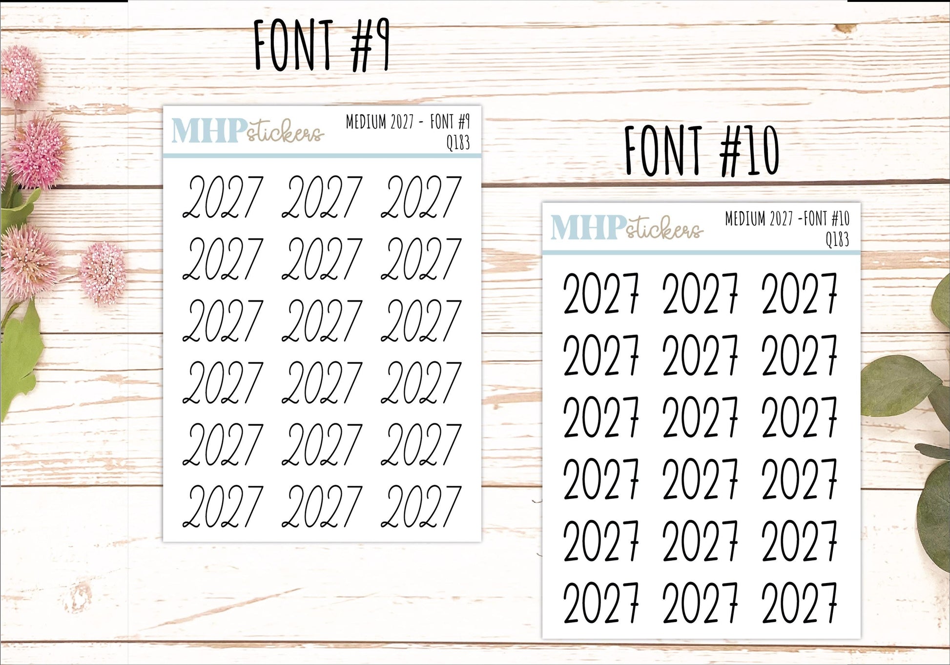 2027 Medium Year Stickers for Planners || Q183