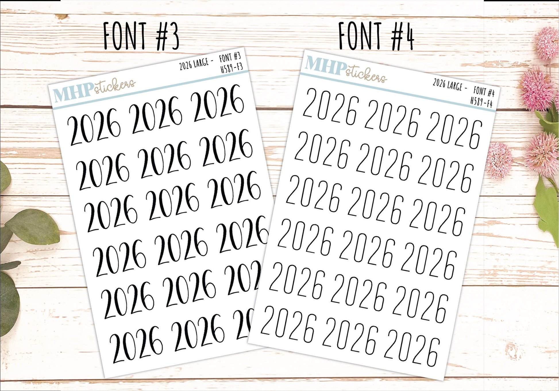 2026 Medium Year Stickers for Planners. || H589