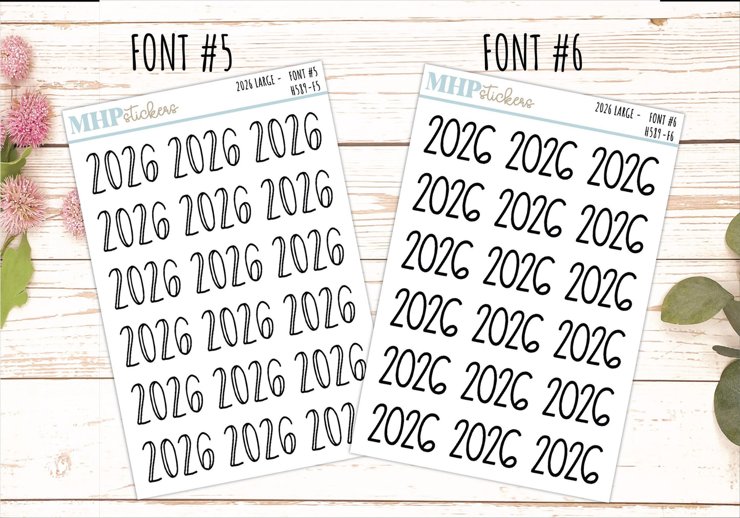 2026 Medium Year Stickers for Planners. || H589
