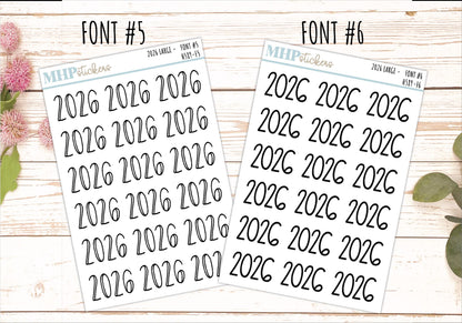 2026 Medium Year Stickers for Planners. || H589