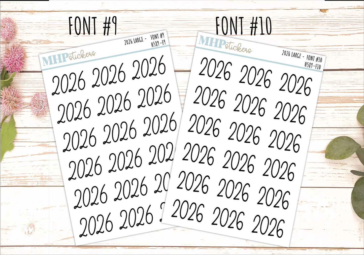 2026 Medium Year Stickers for Planners. || H589