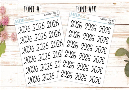 2026 Medium Year Stickers for Planners. || H589