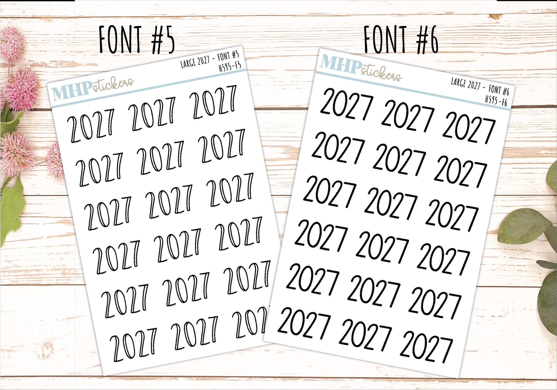 2027 Large Year Stickers for Planners. || H595