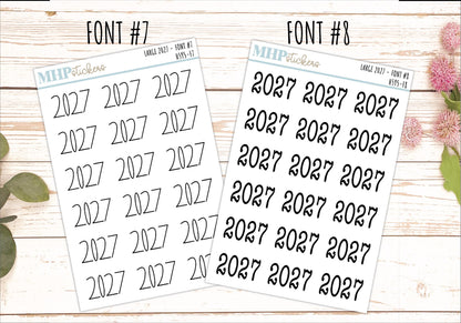 2027 Large Year Stickers for Planners. || H595