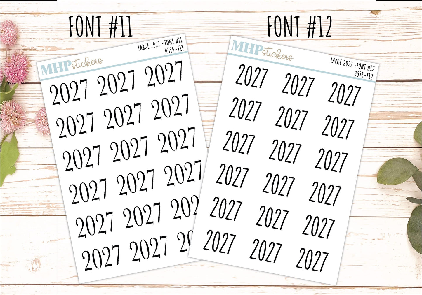 2027 Large Year Stickers for Planners. || H595