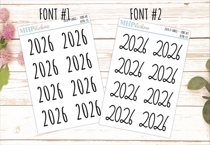 2026 Year Large Size Stickers for Planners || H590
