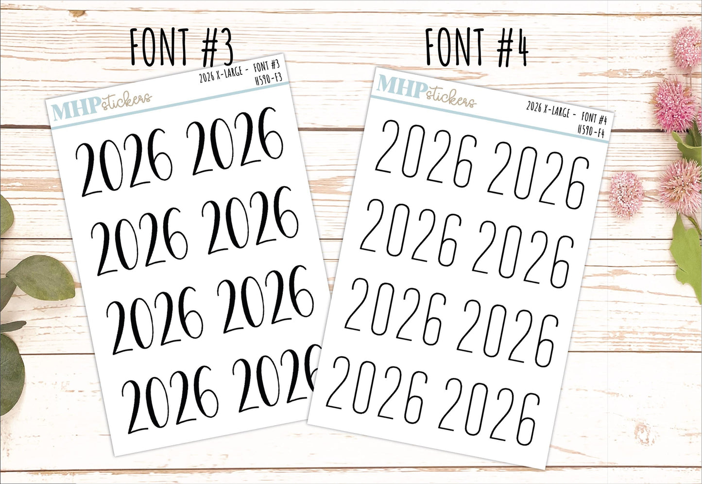 2026 Year Large Size Stickers for Planners || H590