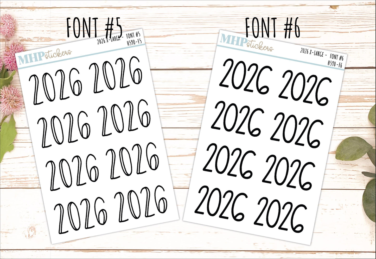 2026 Year Large Size Stickers for Planners || H590