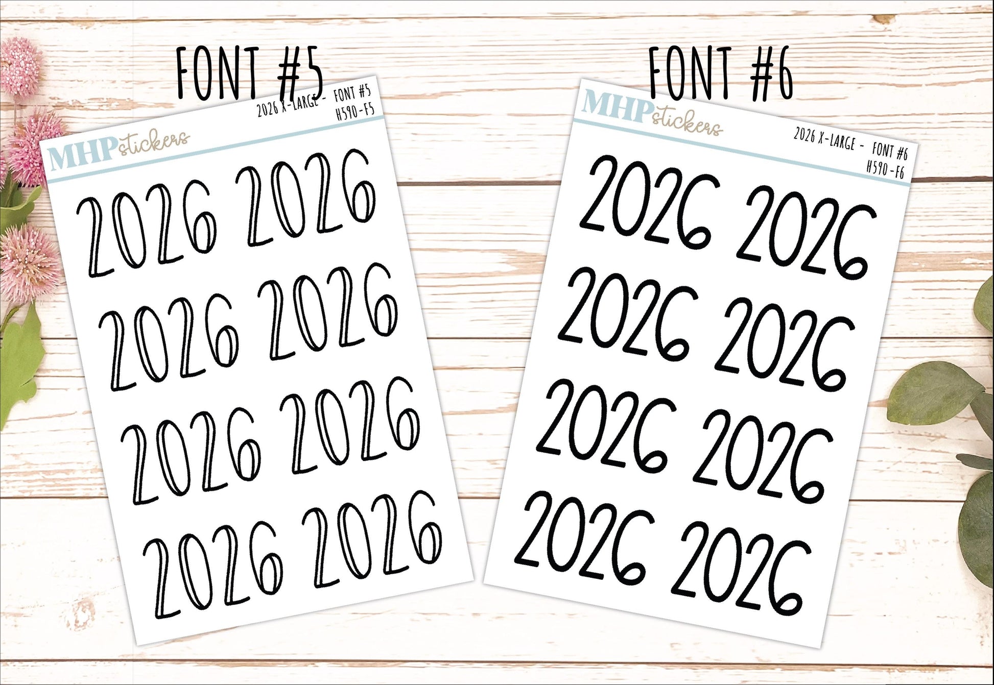 2026 Year Large Size Stickers for Planners || H590