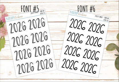 2026 Year Large Size Stickers for Planners || H590