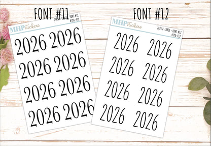 2026 Year Large Size Stickers for Planners || H590