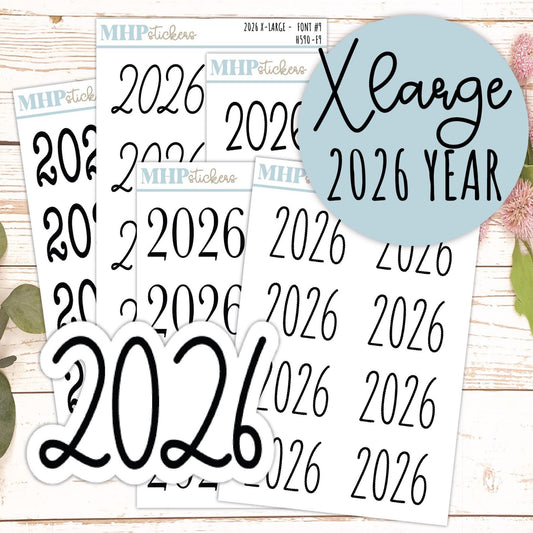 2026 Year Large Size Stickers for Planners || H590