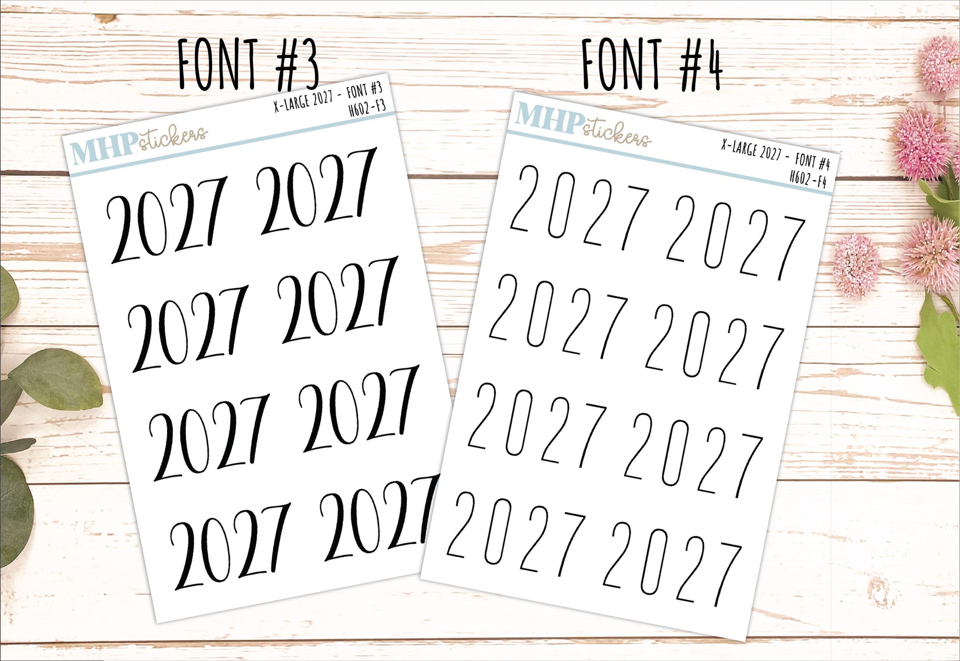 2027 Year X-Large Size Stickers for Planners || H602