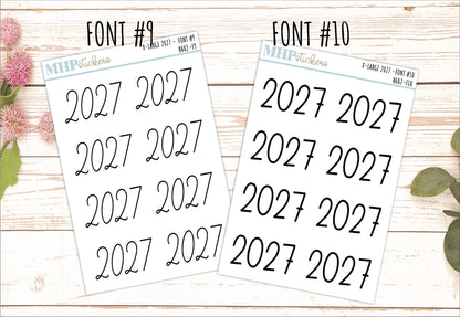 2027 Year X-Large Size Stickers for Planners || H602