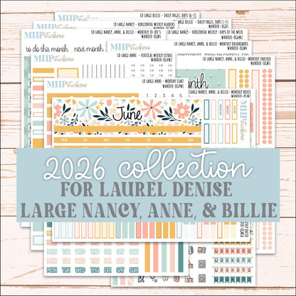 JUNE 2026 Stickers for Large Nancy, Anne, & Billie Planners. Laurel Denise Planners. "Wander" || OG