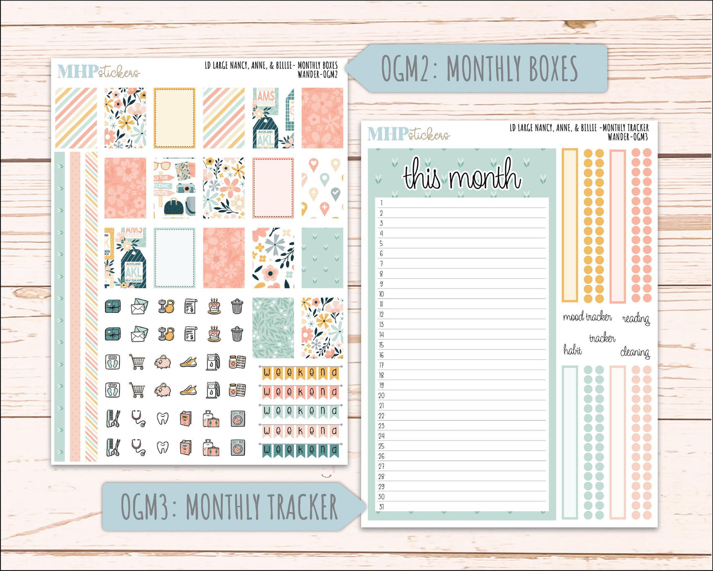 JUNE 2026 Stickers for Large Nancy, Anne, & Billie Planners. Laurel Denise Planners. "Wander" || OG