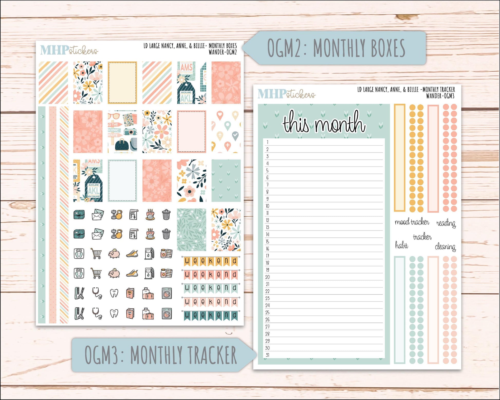 JUNE 2026 Stickers for Large Nancy, Anne, & Billie Planners. Laurel Denise Planners. "Wander" || OG