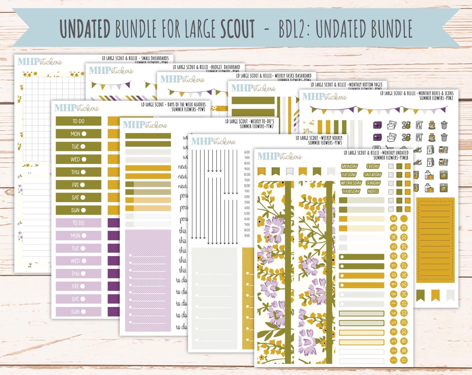JUNE 2026 Stickers for the Large Scout & Large Claire Laurel Denise Planners "Summer Flowers" || PT